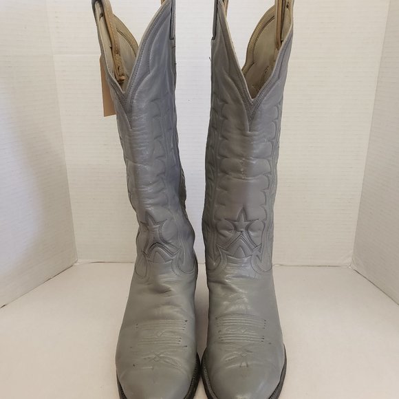 men's Grey Leather Western Cowboy Boots Tony Lama size 9 - Picture 1 of 5